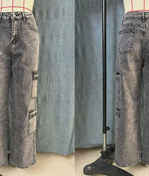 Dames Jeans met Meerdere Zakken - Zwart/Grijs - Stretch Denim - Maten XS-XXL