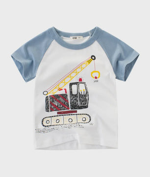 Zomer T-shirts Jongens 2-8 Jaar - Katoen, Korte Mouw met Leuke Prints
