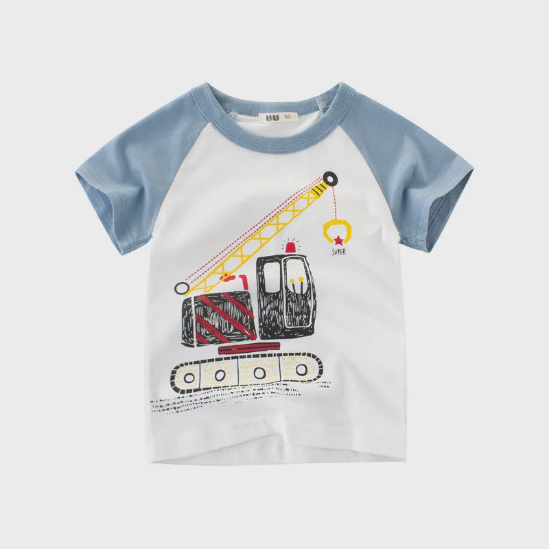Zomer T-shirts Jongens 2-8 Jaar - Katoen, Korte Mouw met Leuke Prints