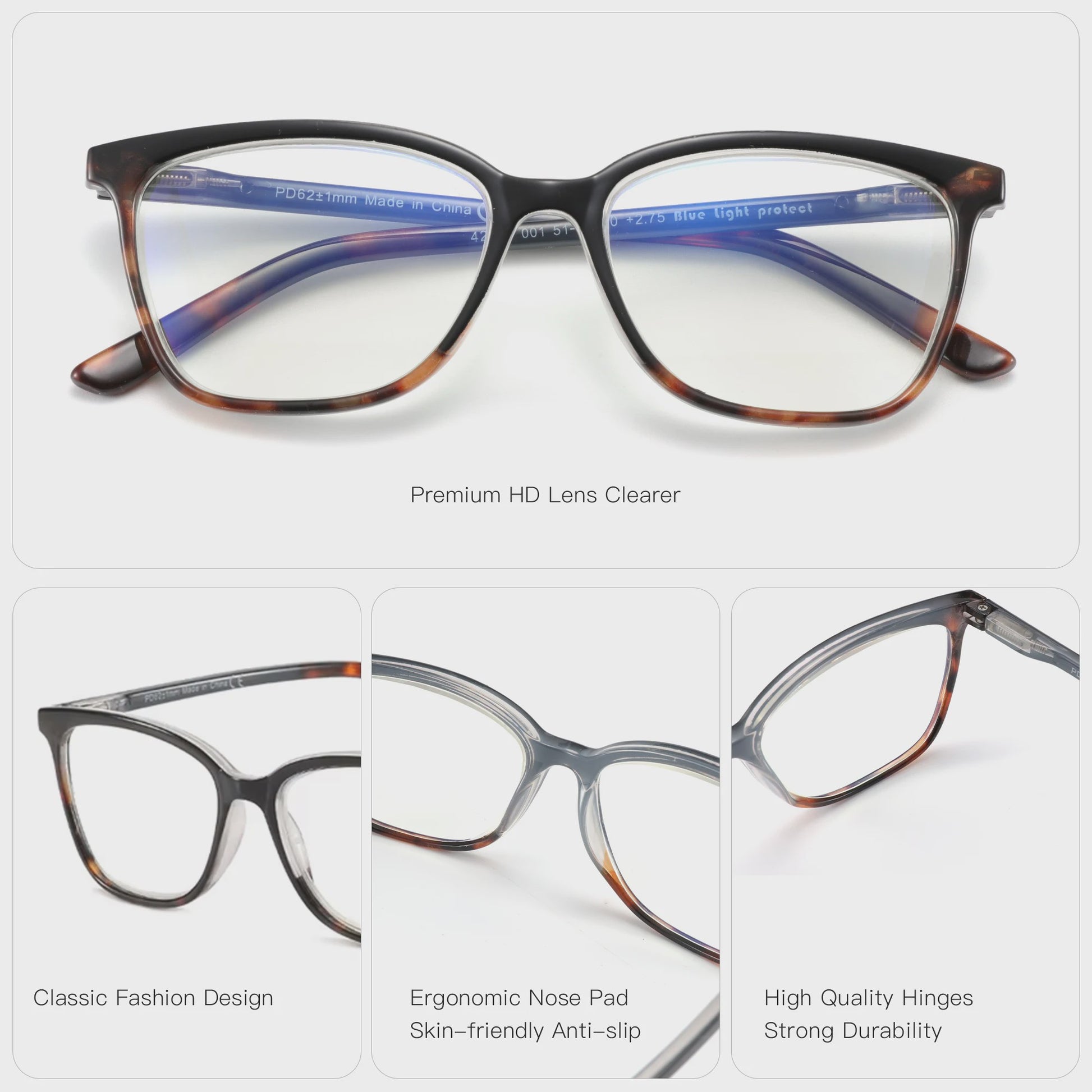 ZENOTTIC S-Maat Vierkante Bril - Blauwlichtfilter & Fotocromisch - Unisex Optische Bril