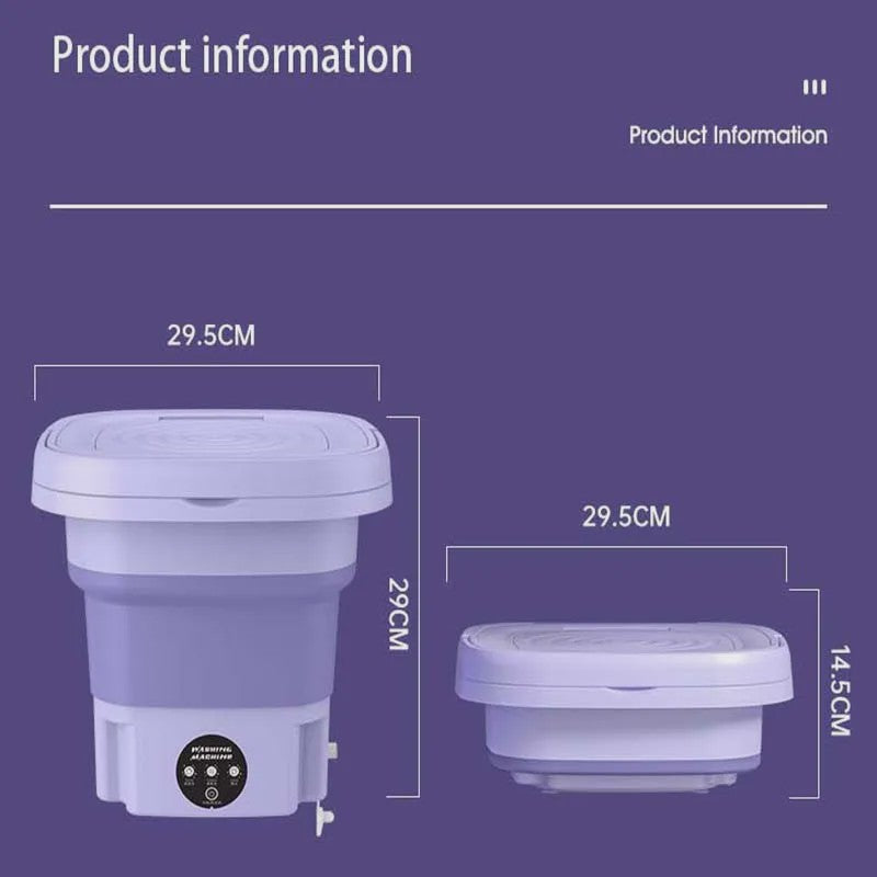 8L Opvouwbare Mini Wasmachine met Centrifugefunctie - Draagbaar & Compact