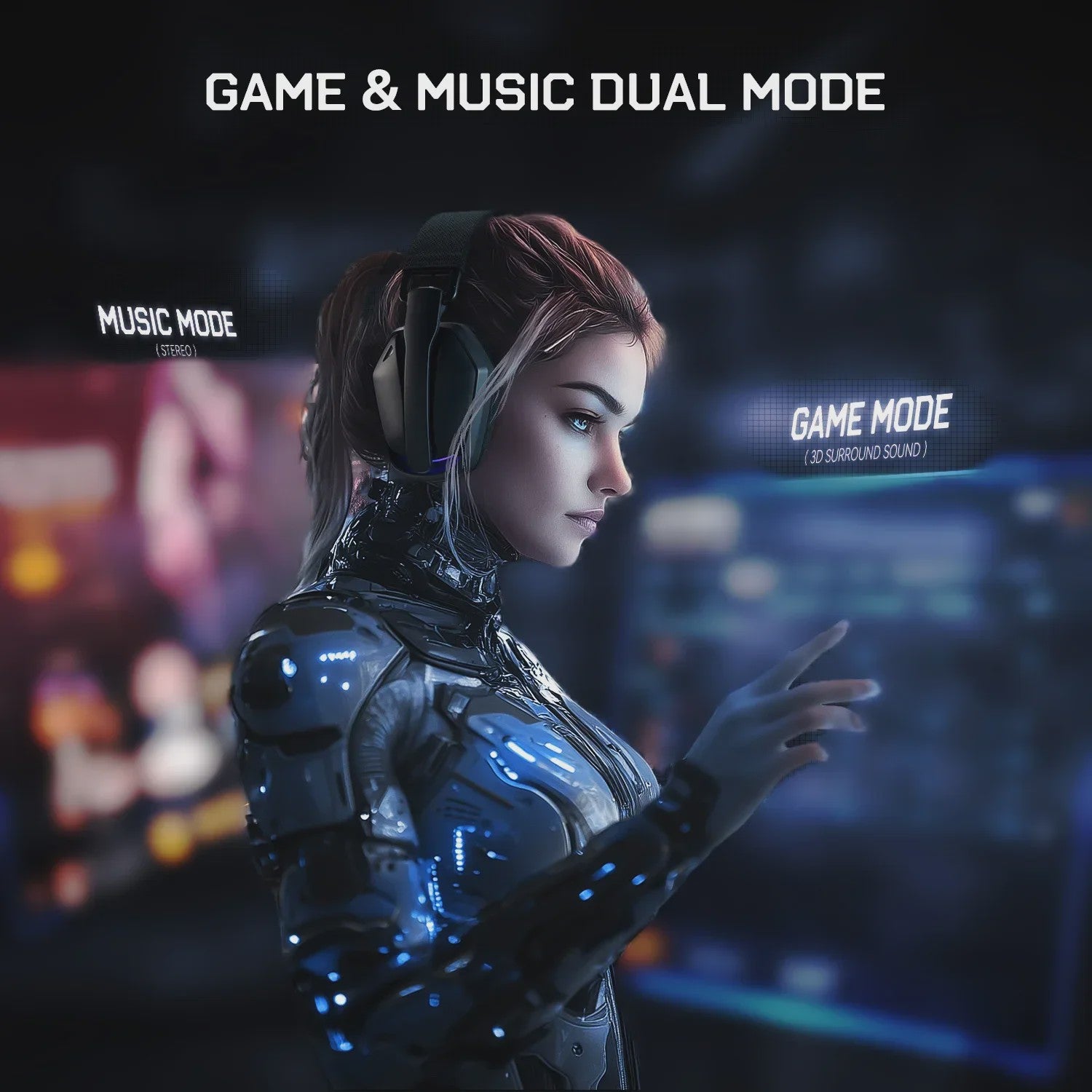 EKSA G19 BT Gaming Headset: Draadloos 2.4GHz/Bluetooth, Lichtgewicht, Opvouwbaar, Met Microfoon voor PC/PS5/Xbox