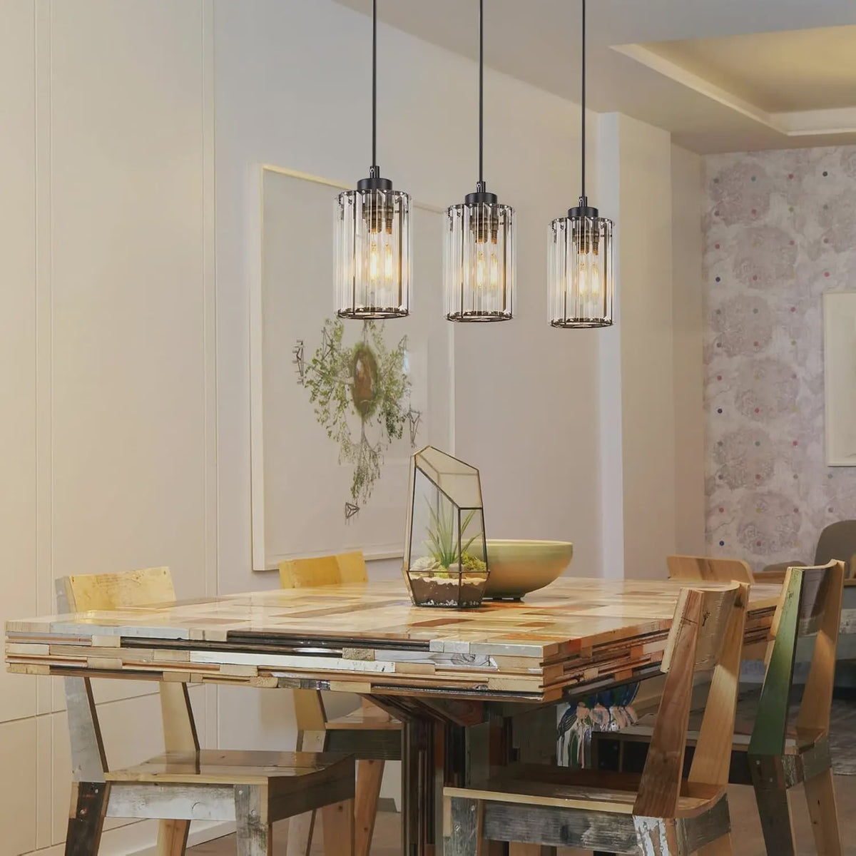 Moderne Kristallen Hanglamp voor Eettafel, Woonkamer & Keuken - E27 Fitting