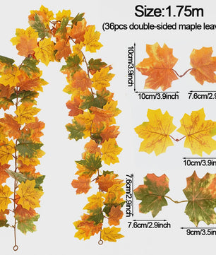 Herfst Slinger met Maple Bladeren - Kunstblad Slinger voor Thanksgiving, Halloween & Feestdecoratie