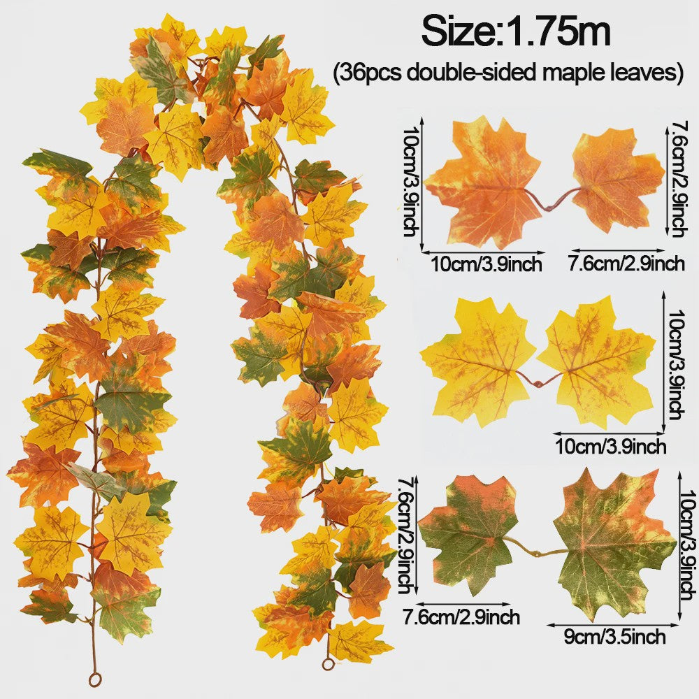 Herfst Slinger met Maple Bladeren - Kunstblad Slinger voor Thanksgiving, Halloween & Feestdecoratie