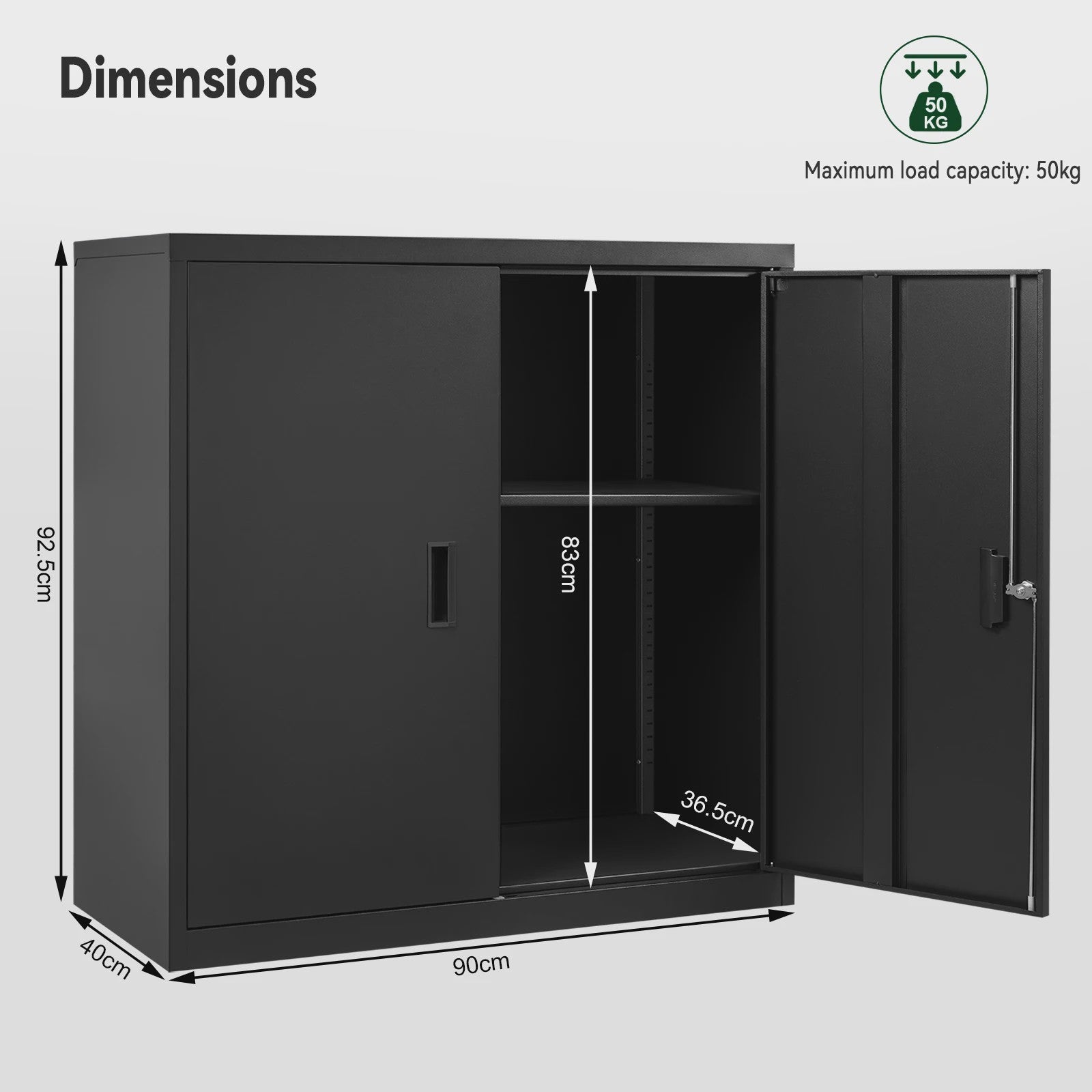 Afsluitbare Metalen Archiefkast met Slot en Verstelbare Legging - Kantoor & Printerkast