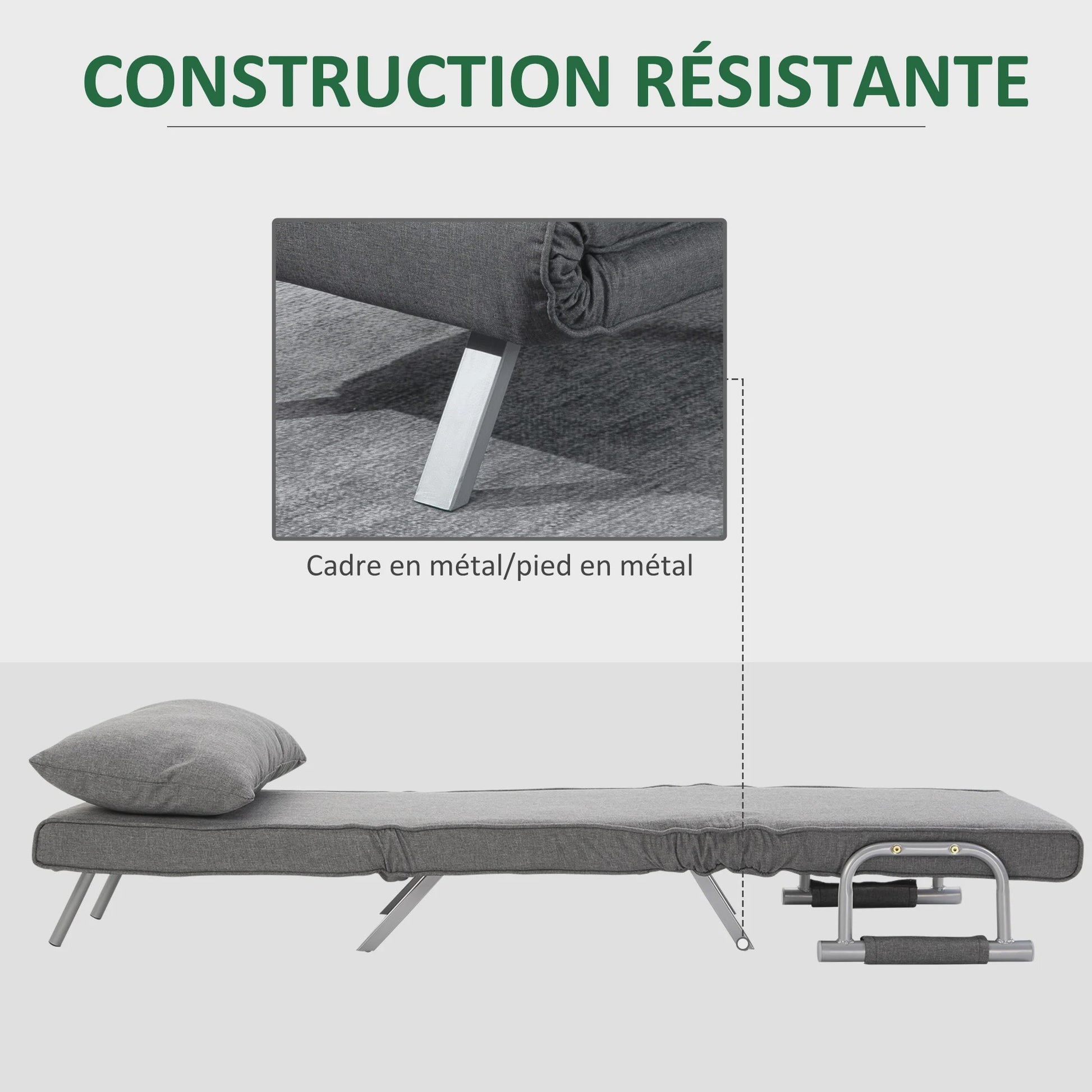 Grijze Fauteuil / Slaapbank - 3-in-1 Multifunctioneel en Comfortabel