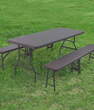 180cm Klaptafel met 2 Banken - Complete Set voor Buiten, Camping en Evenementen