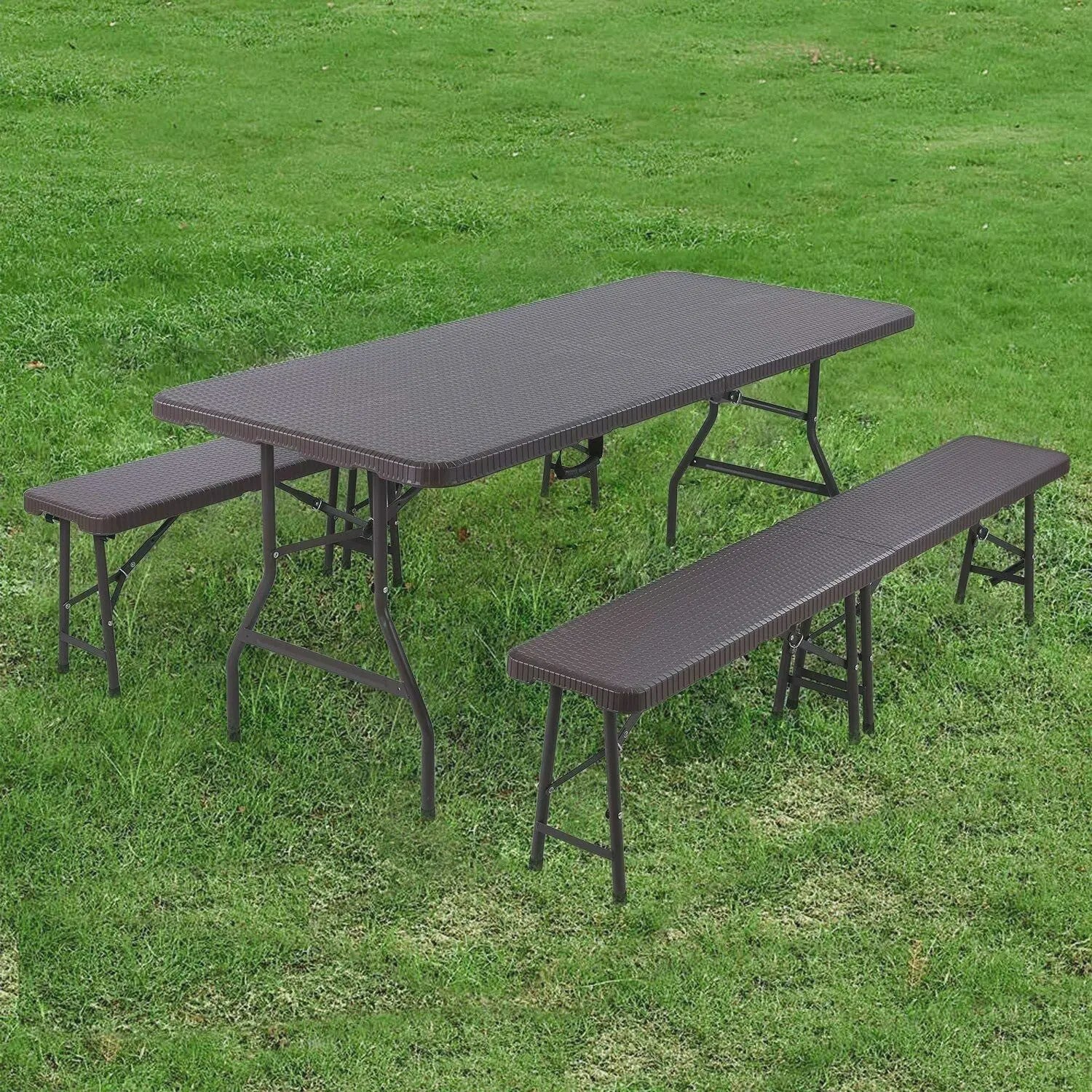 180cm Klaptafel met 2 Banken - Complete Set voor Buiten, Camping en Evenementen