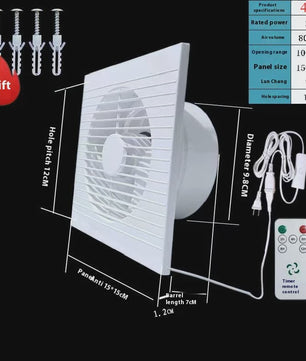 Ventilator Afzuigventilator 4, 6, 8 Inch - Badkamer, Keuken, Toilet - Wit