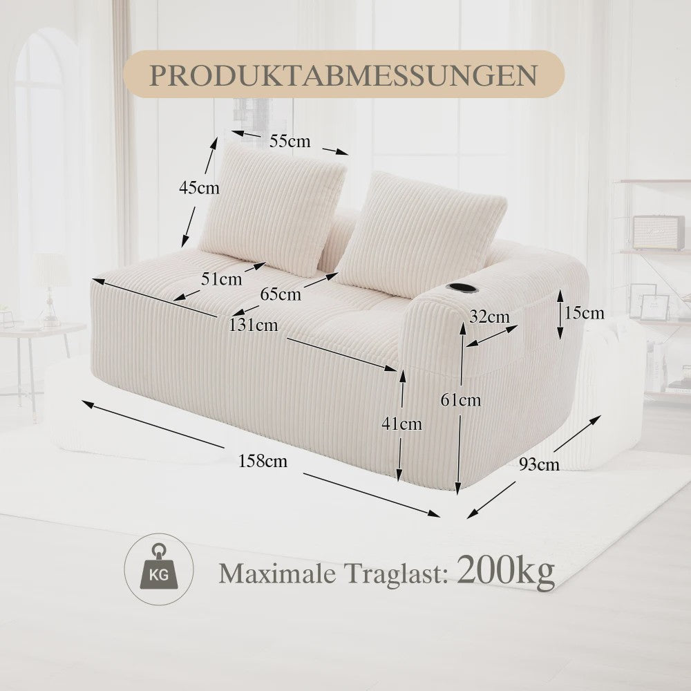 Moderne Modulaire Bank met Bekerhouder en Zijvak - Compact & Comfortabel