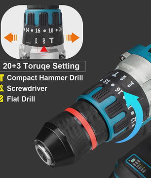 Krachtige Koolborstelloze Accu Klopboor/Schroefmachine 480Nm, 13mm, voor Makita 18V Accu