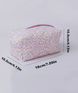 Gewatteerde Make-uptas met Bloemenprint - Ruime Toilettas en Opbergorganizer voor Reizen
