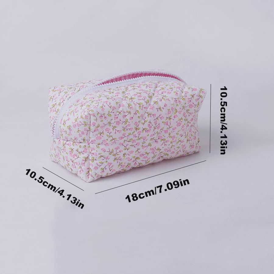 Gewatteerde Make-uptas met Bloemenprint - Ruime Toilettas en Opbergorganizer voor Reizen