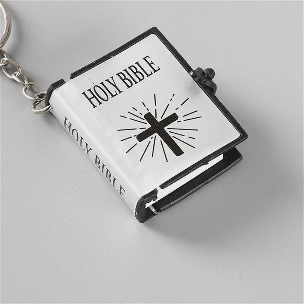 Mini Heilige Bijbel Sleutelhanger - Goudkleurig, Echt Papier, Leesbaar
