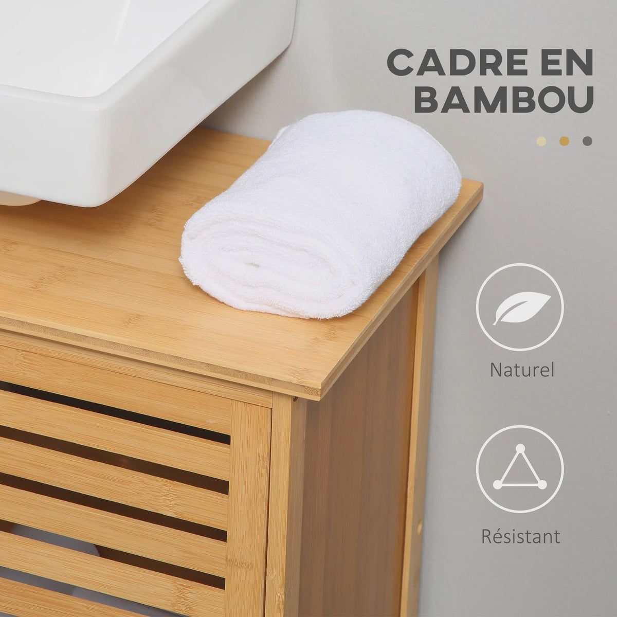 Bamboe Onderbouwmeubel voor Wastafel - 2 Deuren - 66x29 cm