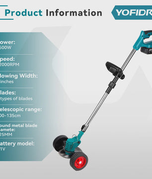 YOFIDRA Accu Grasmaaier & Trimmer - 100-135cm Verstelbaar - Makita 21V Batterij Compatibel