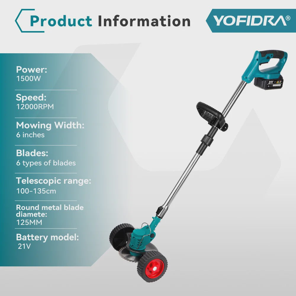 YOFIDRA Accu Grasmaaier & Trimmer - 100-135cm Verstelbaar - Makita 21V Batterij Compatibel