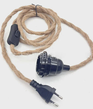Industriële Hanglamp met Hennep Touw Kabel - E27 Fitting & Schakelaar