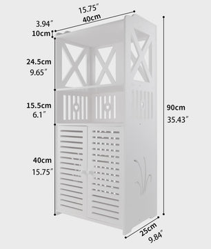 PVC Badkamerkast Waterdicht met Dubbele Deuren en 3 Planken - Wit