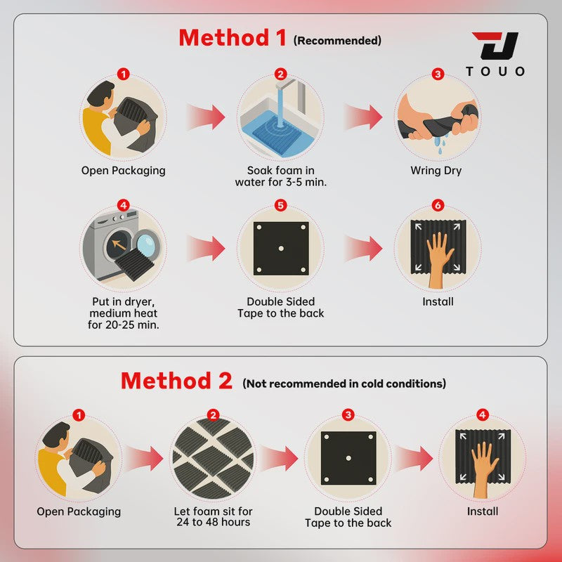 TOUO Akoestisch Schuim Panelen - Geluidsisolatie & Absorptie voor Studio, KTV, Kantoor (6-24 Stuks)