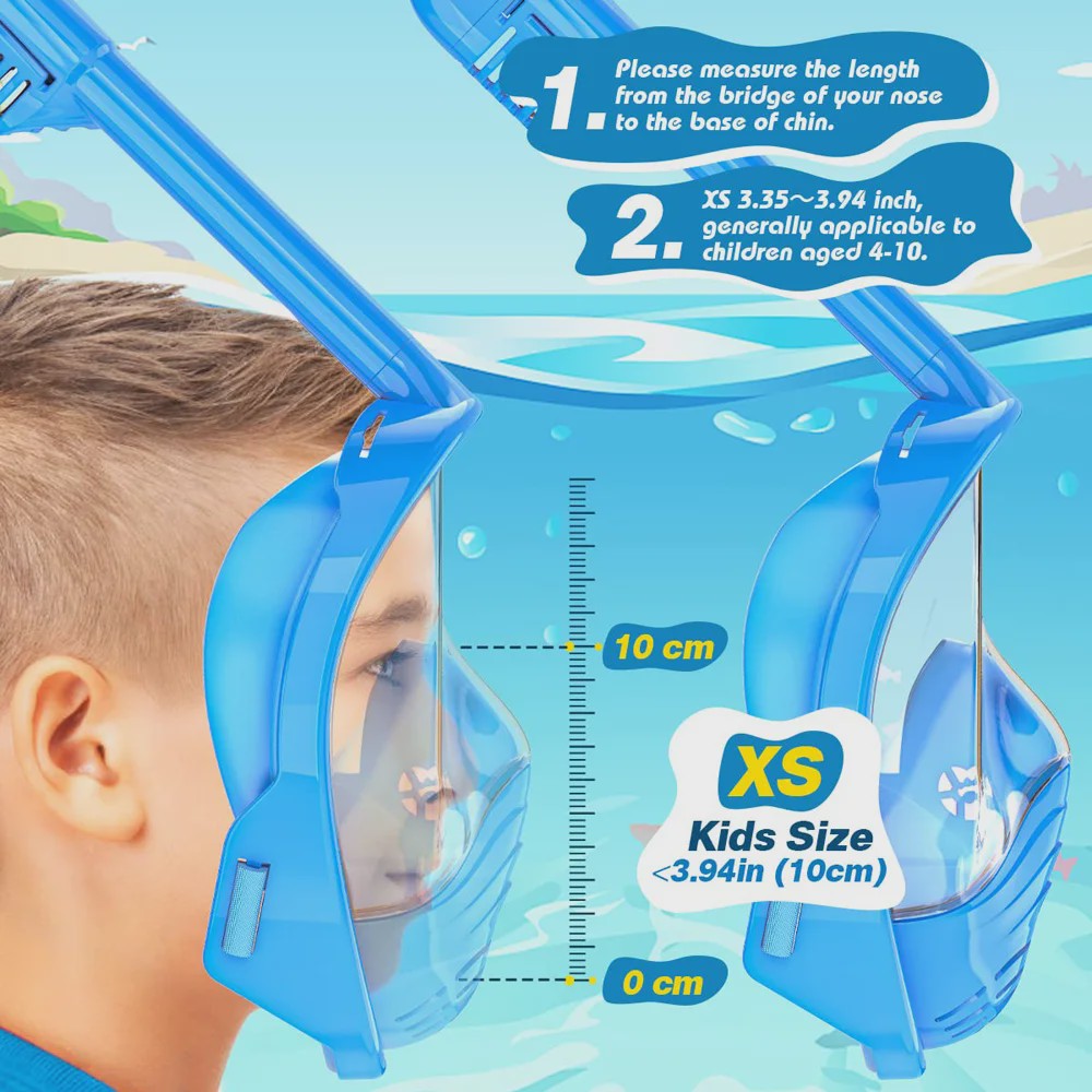 Kinder Volledig Gezicht Snorkelmasker met Camera Mount - Anti-Fog & Anti-Lek