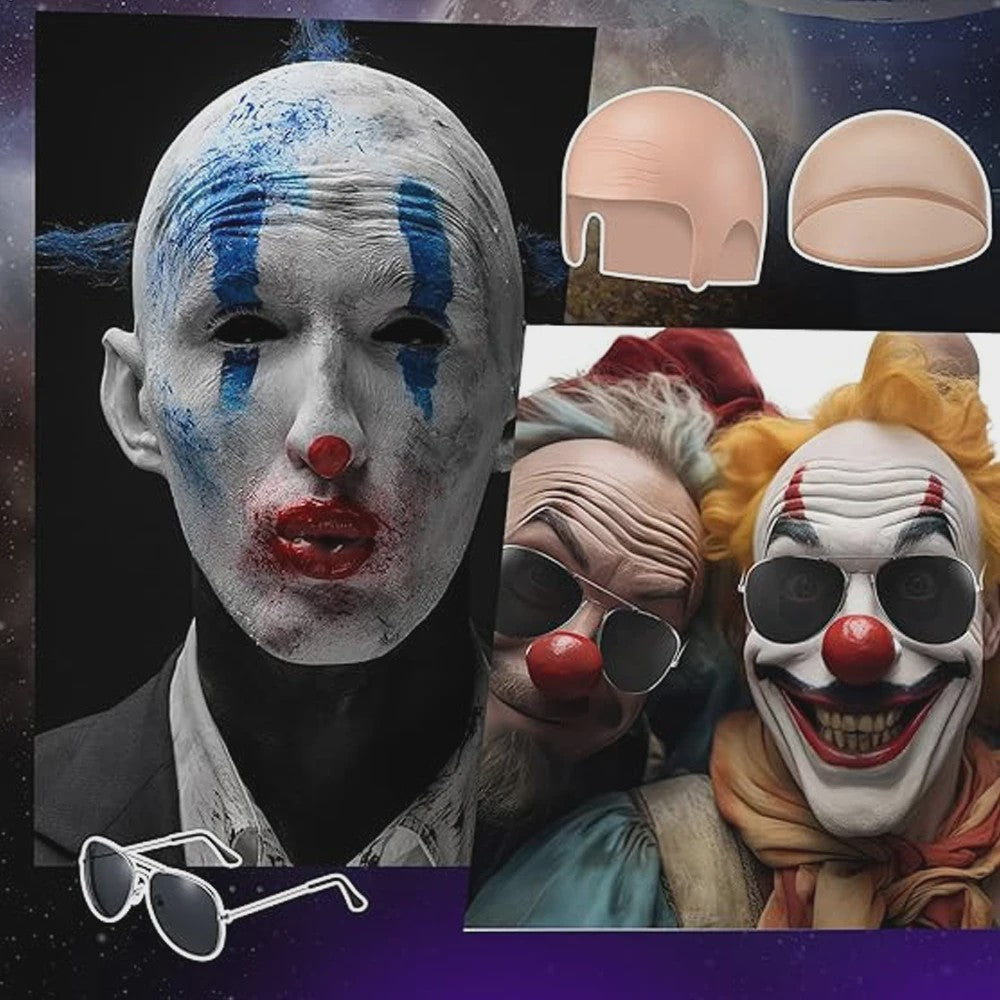 Set van 4 Kale Hoofd Pruikenkapjes & Accessoires voor Cosplay en Feest