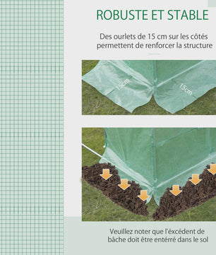 Outsunny Tunnelkas Hoes 6x3x2m - UV-bestendig, Waterdicht met 12 Ramen & Roldeur
