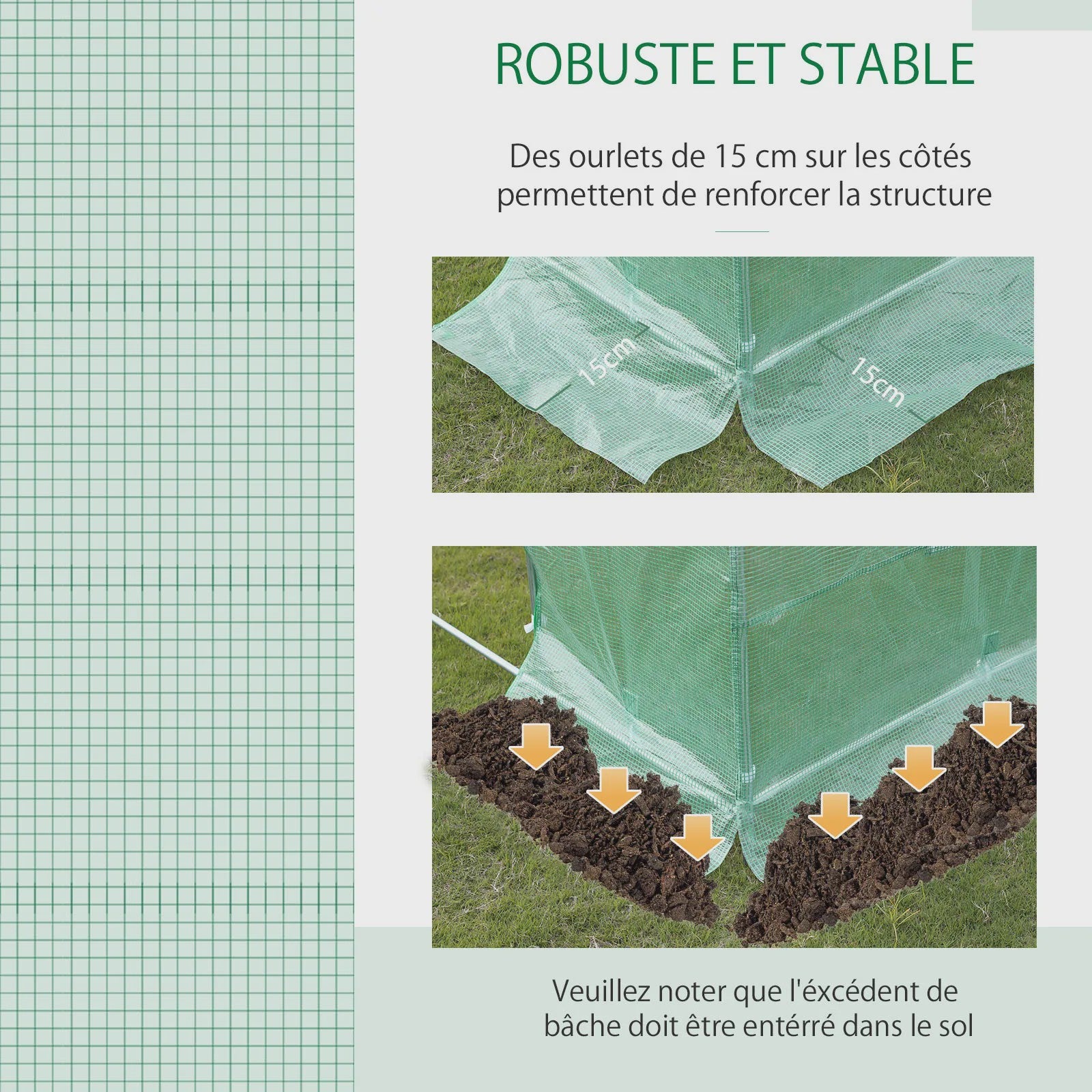 Outsunny Tunnelkas Hoes 6x3x2m - UV-bestendig, Waterdicht met 12 Ramen & Roldeur