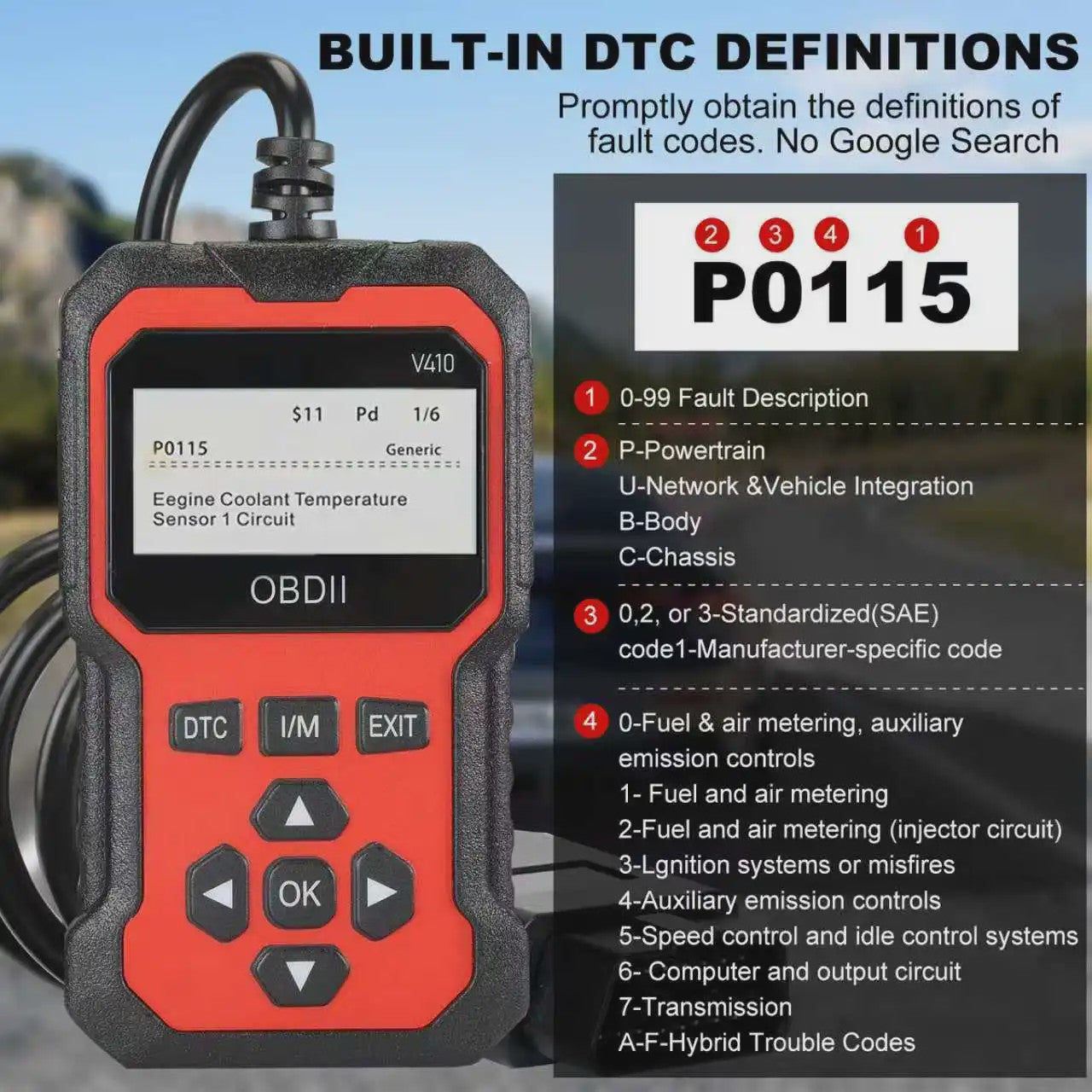 V410 OBD2 Scanner Auto Diagnose Tool - Motor, ABS, Olie Reset & Meer