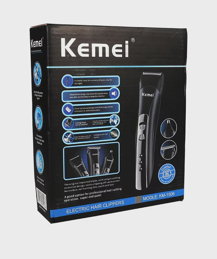 Kemei KM-1506 3-in-1 Oplaadbare Trimmer: Baard, Neus & Haar