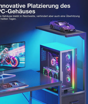 Coleshome Gaming Bureau met LED Verlichting - 138x48cm - Inclusief Lade & Opbergvak