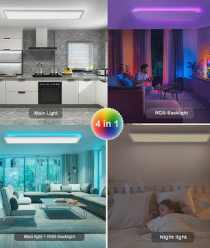 RGB LED Plafondpaneel 120x30cm - 40W, 4400LM, Dimbare Kleurtemperatuur & RGB Achtergrondverlichting met Afstandsbediening