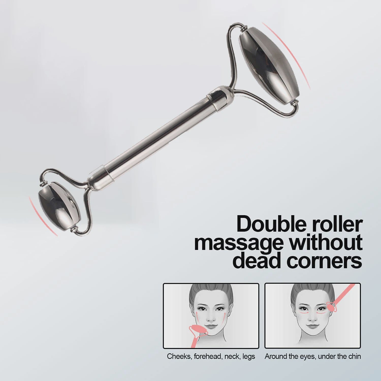 Gezichtsroller & Gua Sha Set: Luxe Roestvrij Staal & IJsroller voor Huidverzorging