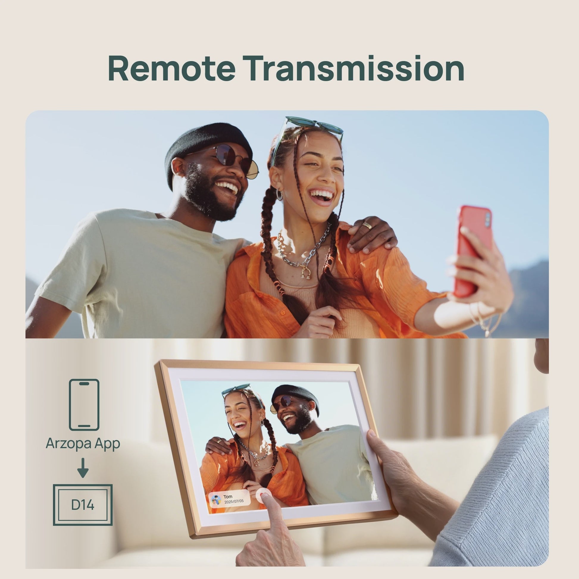 ARZOPA 14 Inch Digitale Fotolijst met WiFi, Cloud Opslag & Touchscreen