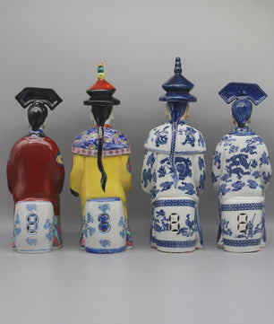 Set Keramische Beelden Chinese Keizer en Keizerin - Qing Dynastie Decoratie