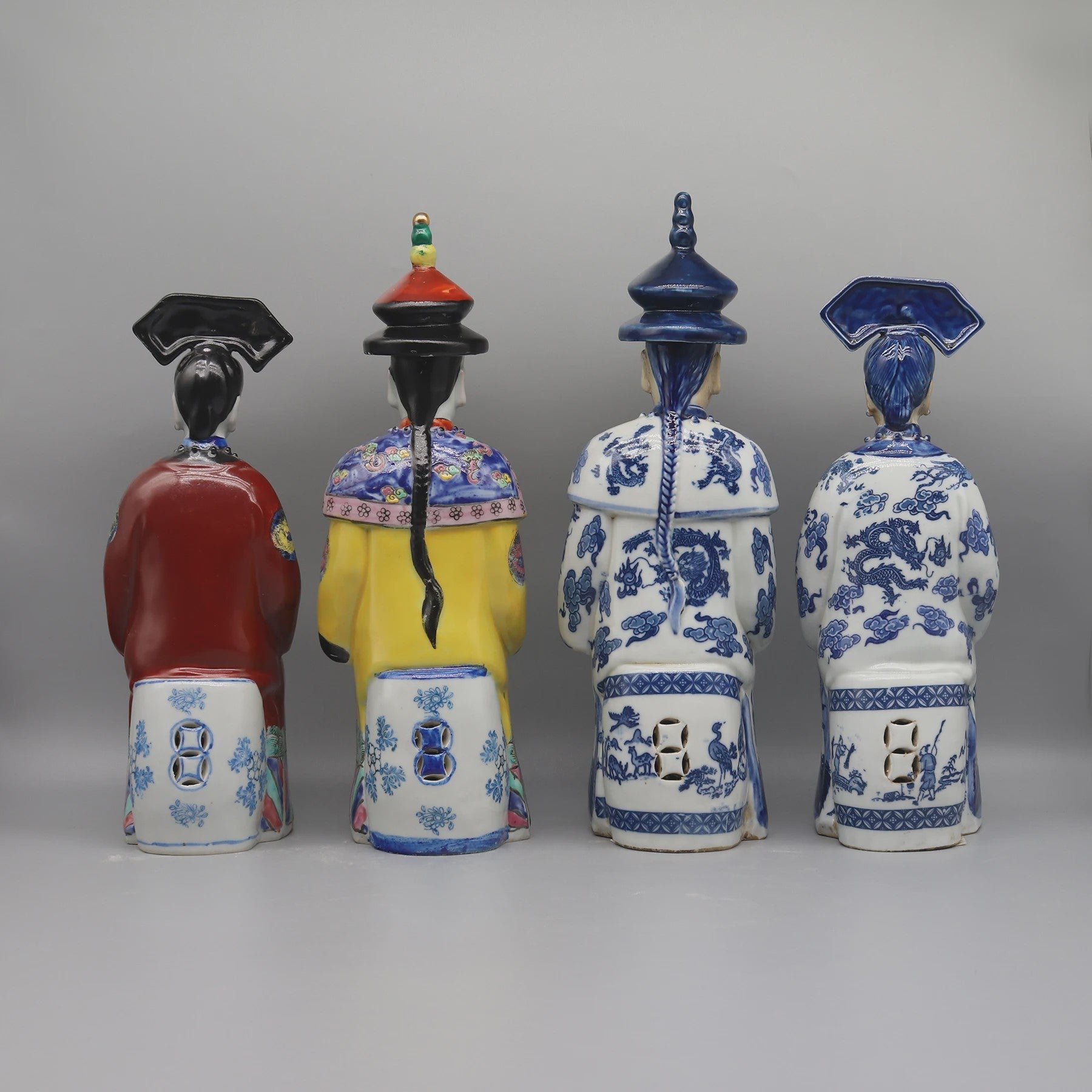 Set Keramische Beelden Chinese Keizer en Keizerin - Qing Dynastie Decoratie