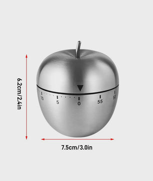 RVS Keuken Timer - Mechanisch, 60 Minuten, Eivormig & Appelvormig Design