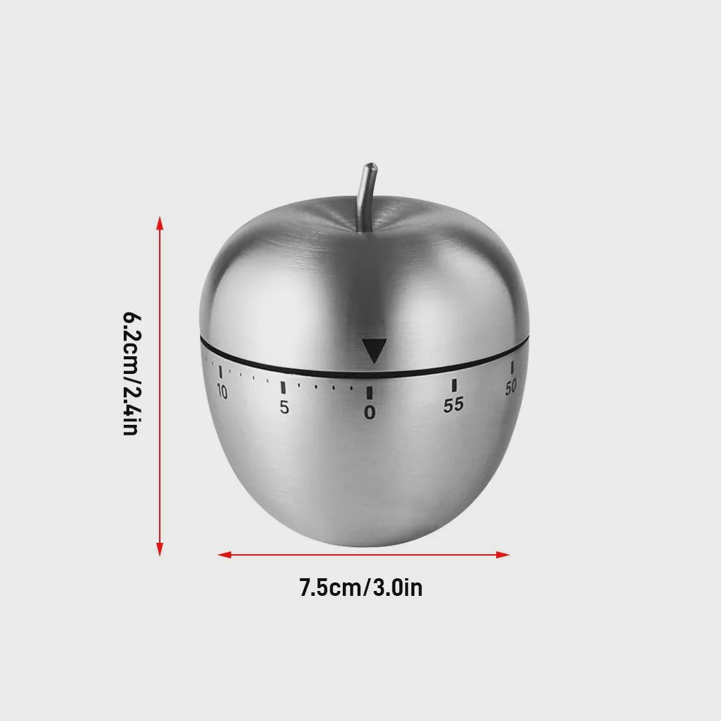 RVS Keuken Timer - Mechanisch, 60 Minuten, Eivormig & Appelvormig Design