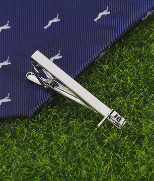 Navy Blauwe Heren Stropdas met Golfspeler Patroon - 146cm