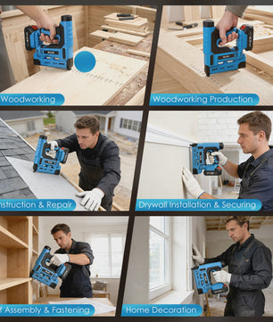 2In1 Electric Nail Gun 18GA Cordless Stapler Framing Nailer Tacker Woodworking Furniture Tool With 1000 Nails/Staples 2x Battery