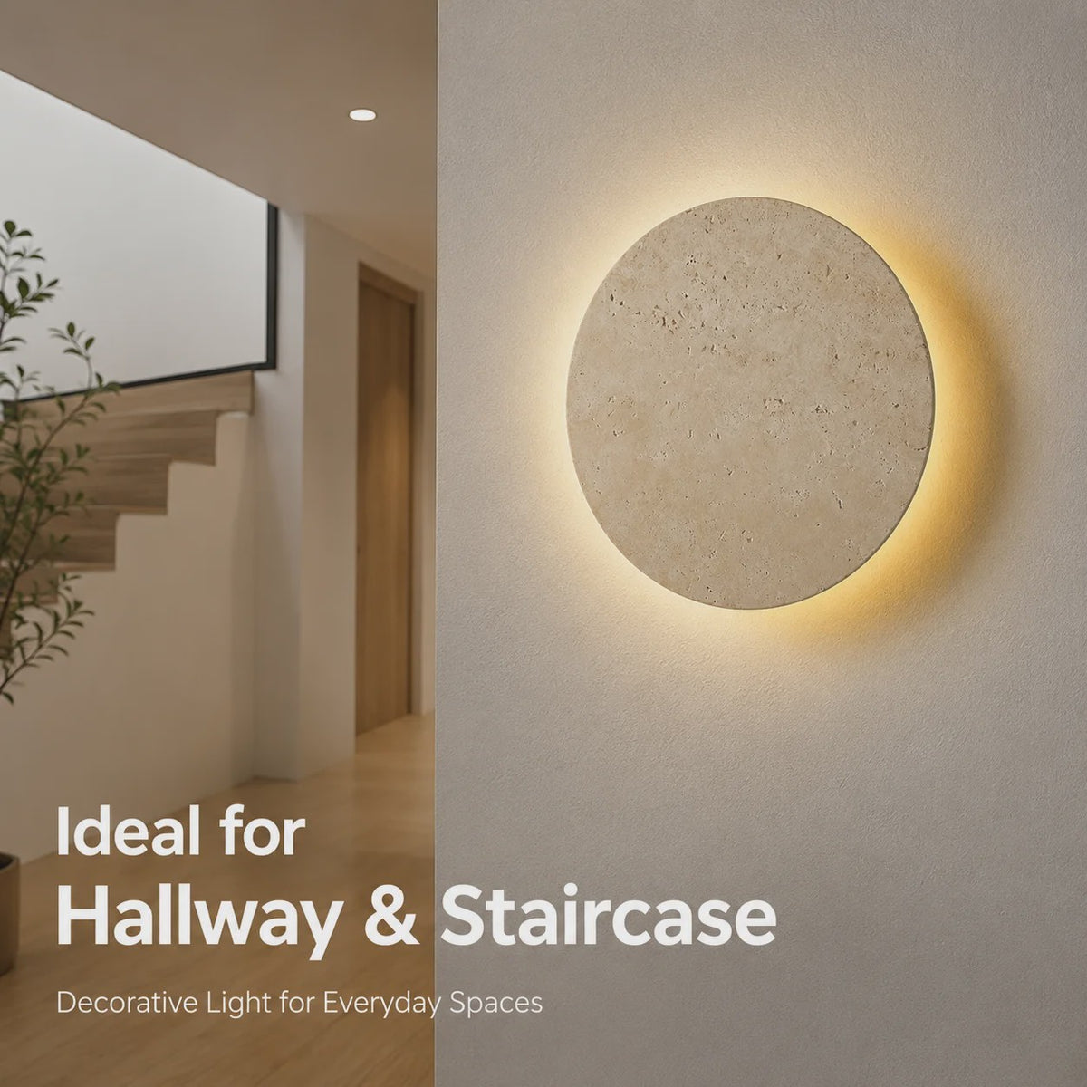 Moderne Wabi Sabi Travertin Wandlamp met LED - Natuursteen Sfeerverlichting