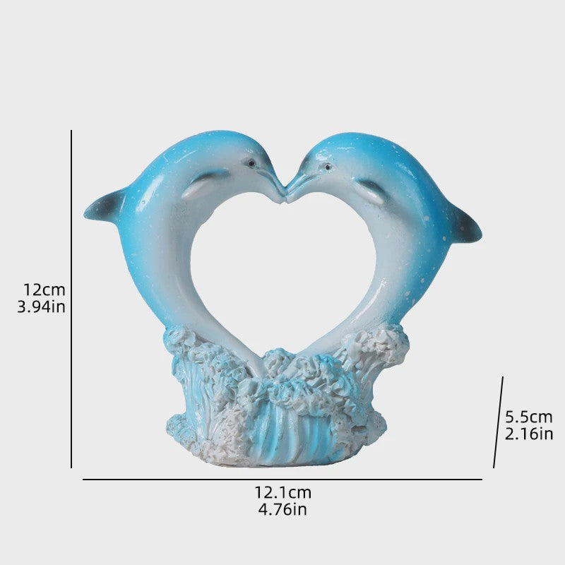 Decoratieve Dolfijnen Familie Beeldje van Hars - Sfeervolle Woondecoratie