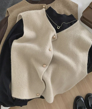 Elegante Gebreide Vest Dames - Mouwloos Vest met Knopen
