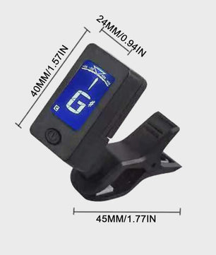 Professionele Clip-On Gitaartuner met 360° Draaibaar LCD Scherm - Voor Gitaar & Ukulele