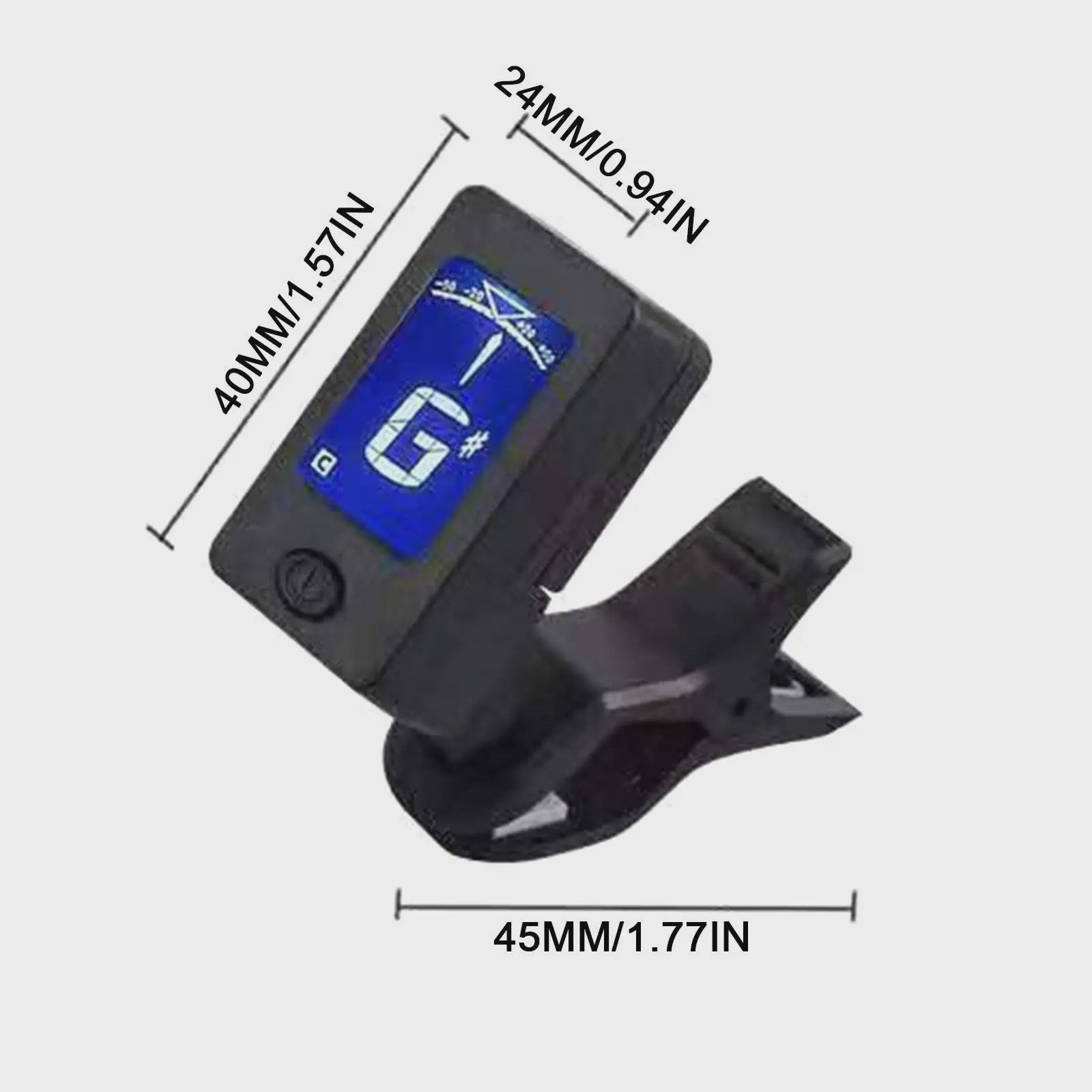 Professionele Clip-On Gitaartuner met 360° Draaibaar LCD Scherm - Voor Gitaar & Ukulele