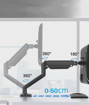 Dubbele Monitor Arm Bureauhouder - Verstelbaar voor 2x 32 inch Schermen, 10kg per Arm, VESA 100x100mm