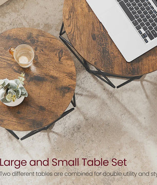 Set van 2 Ronde Salontafels - Modern Industrieel Design met Metalen Frame