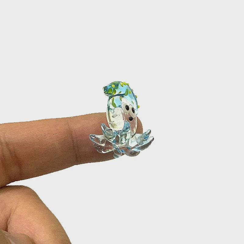 Schattig Mini Glazen Calamari Beeldje - Japans Stijl Zeedier Ornament voor Tafel & Aquarium Decoratie