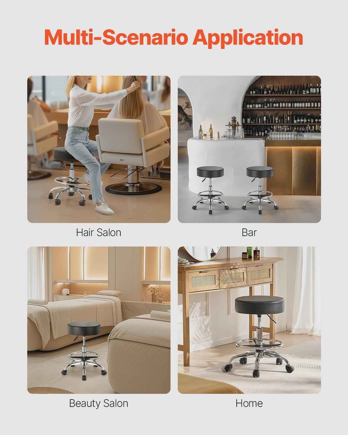 Verstelbare Werkkruk met Wielen - Hoge Capaciteit & Comfort - Ideaal voor Salon, Spa, Kliniek